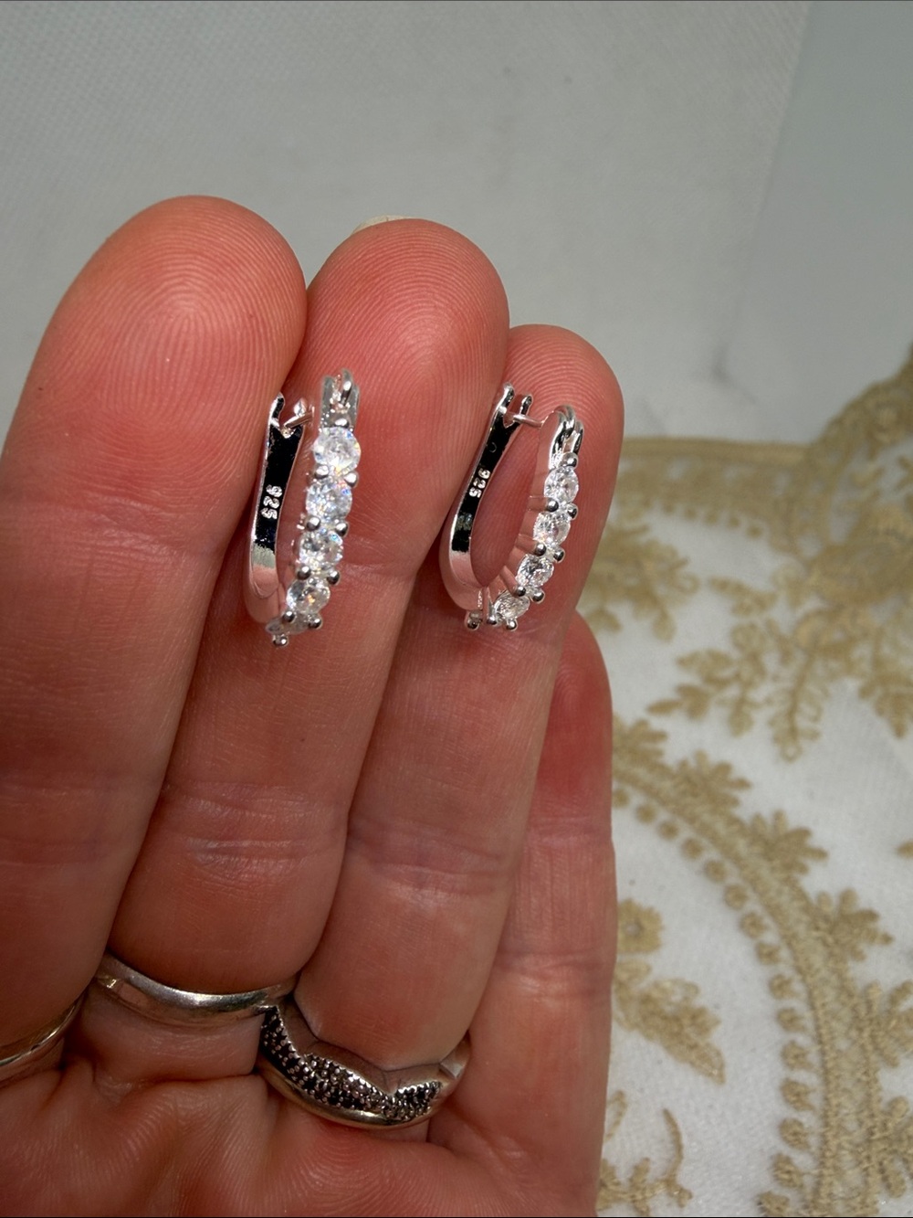 925 Sterling Silver Sparkling CZ Huggie Hoop Earrings Classic Clean Girl Luxe